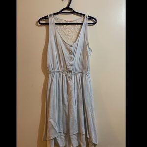 Blue with White Lace Tank Top Midi Dress